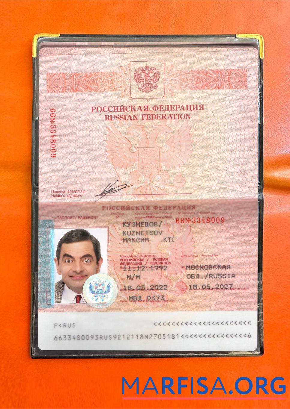 Downloadable Russia passport 2022 presnet photolook real example